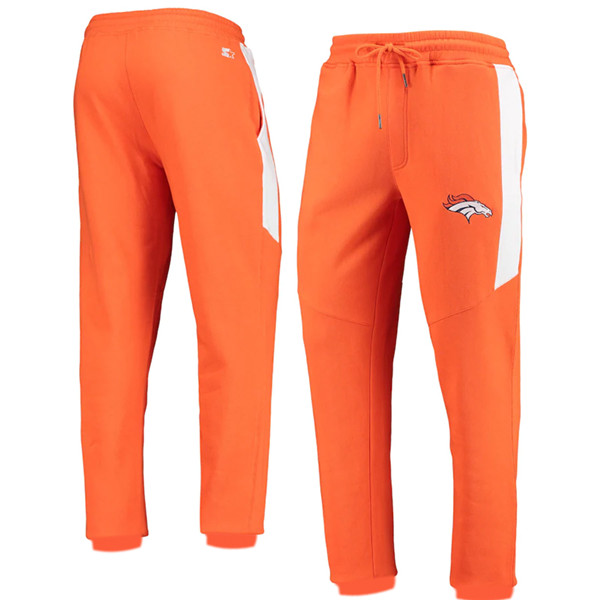 Men's Denver Broncos Starter Orange/White Goal Post Fleece Pants